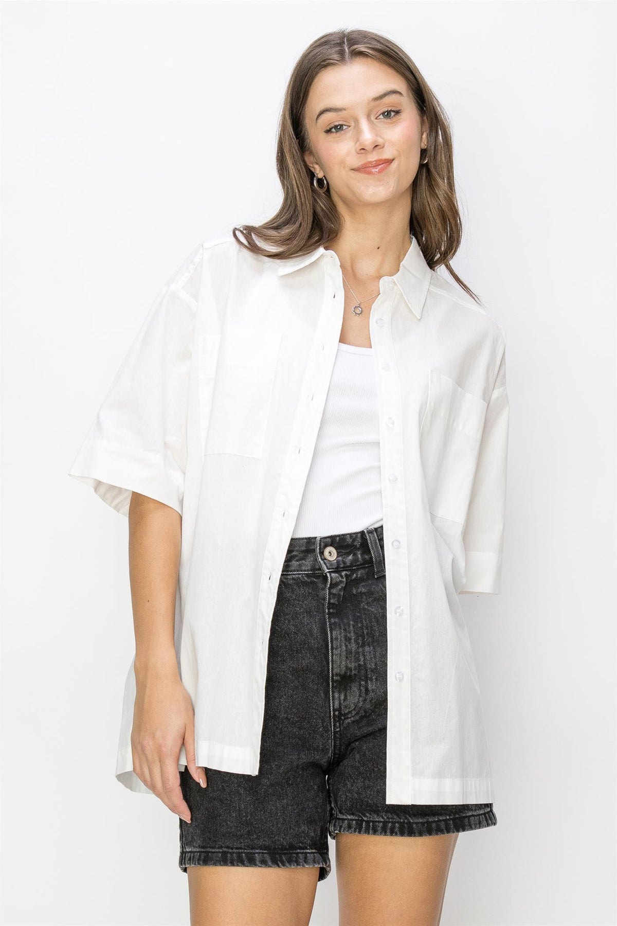 poplin oversized shirt button up with collar