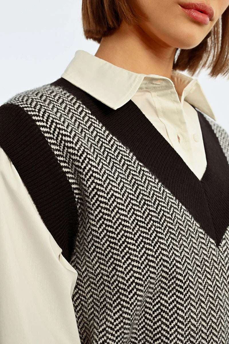 Black and White Sweater Vest