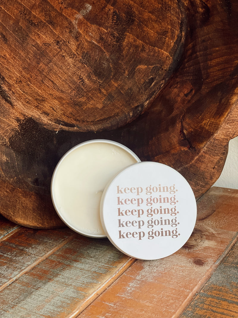 Keep Going - White Tin - Sandalwood