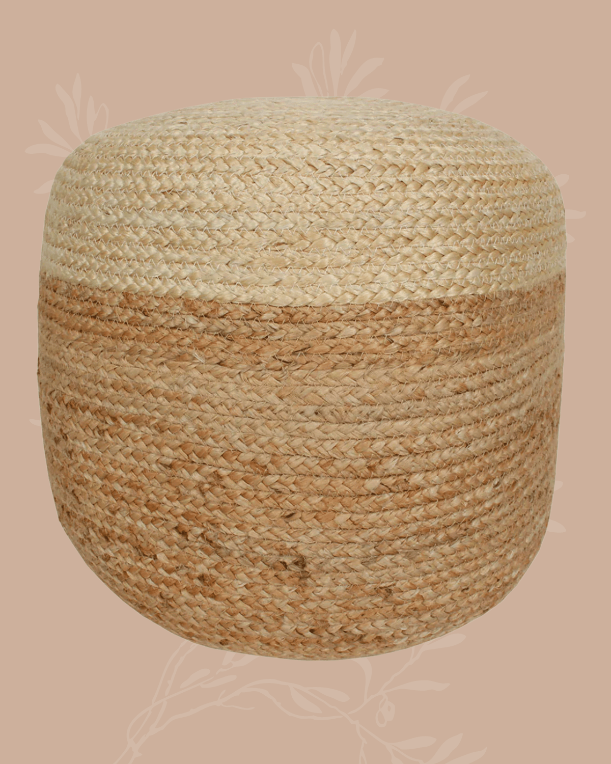 Two Toned Jute Pouf