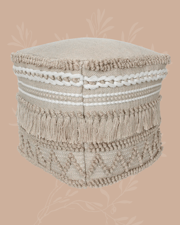 Outdoor/Indoor Natural Fringe Pouf