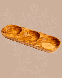 Olive Wood Three Section Tray