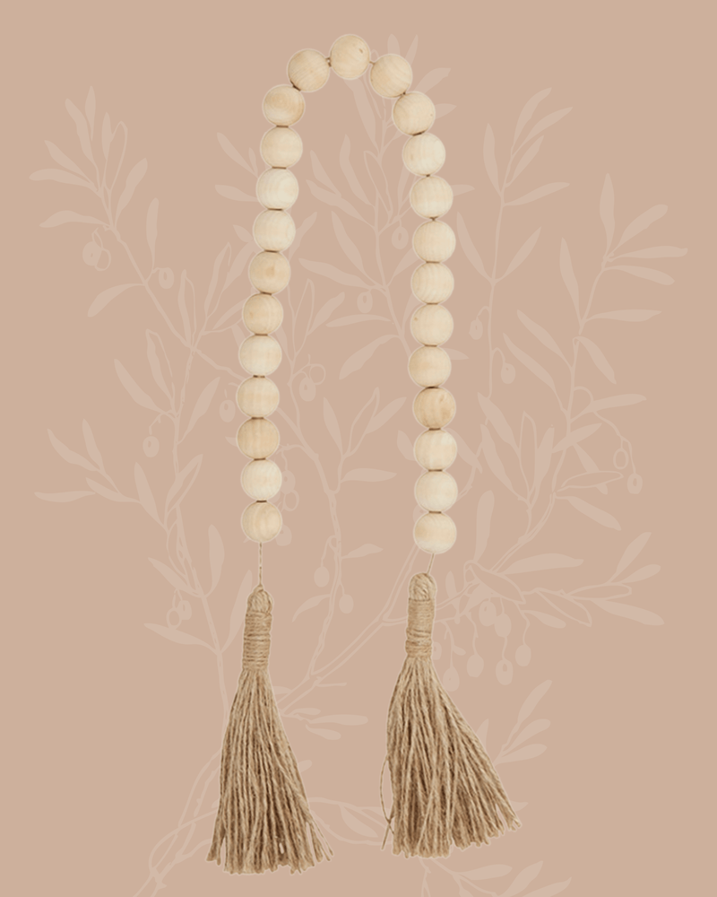 Wood Beads - Natural with Jute