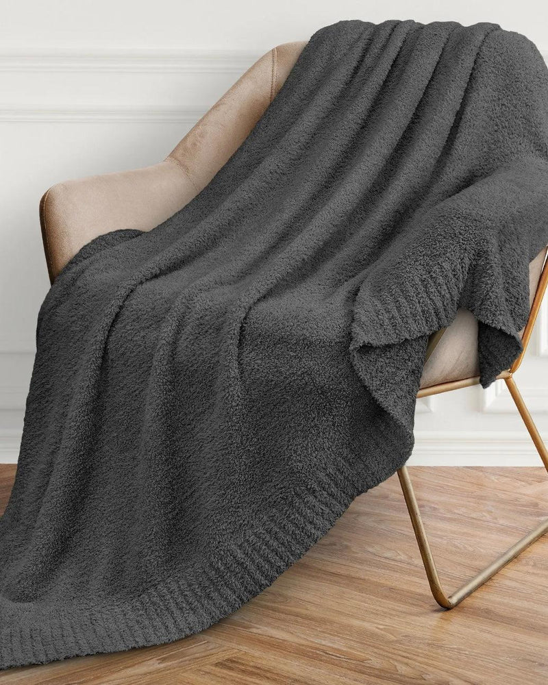 Charcoal 50"x60" Buttery Soft Fluffy Knit Blanket