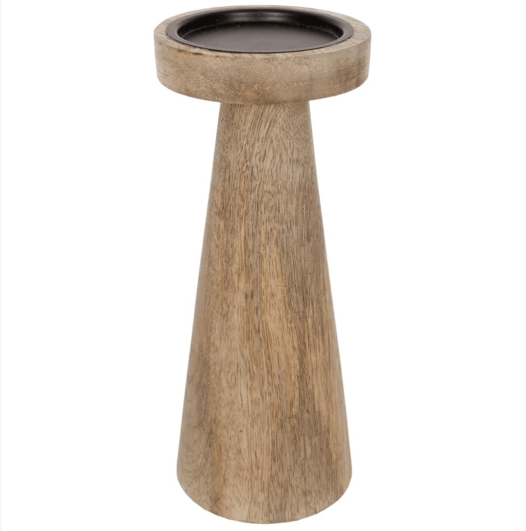 XL Candle Holder Wood Pillar 12"H Natural