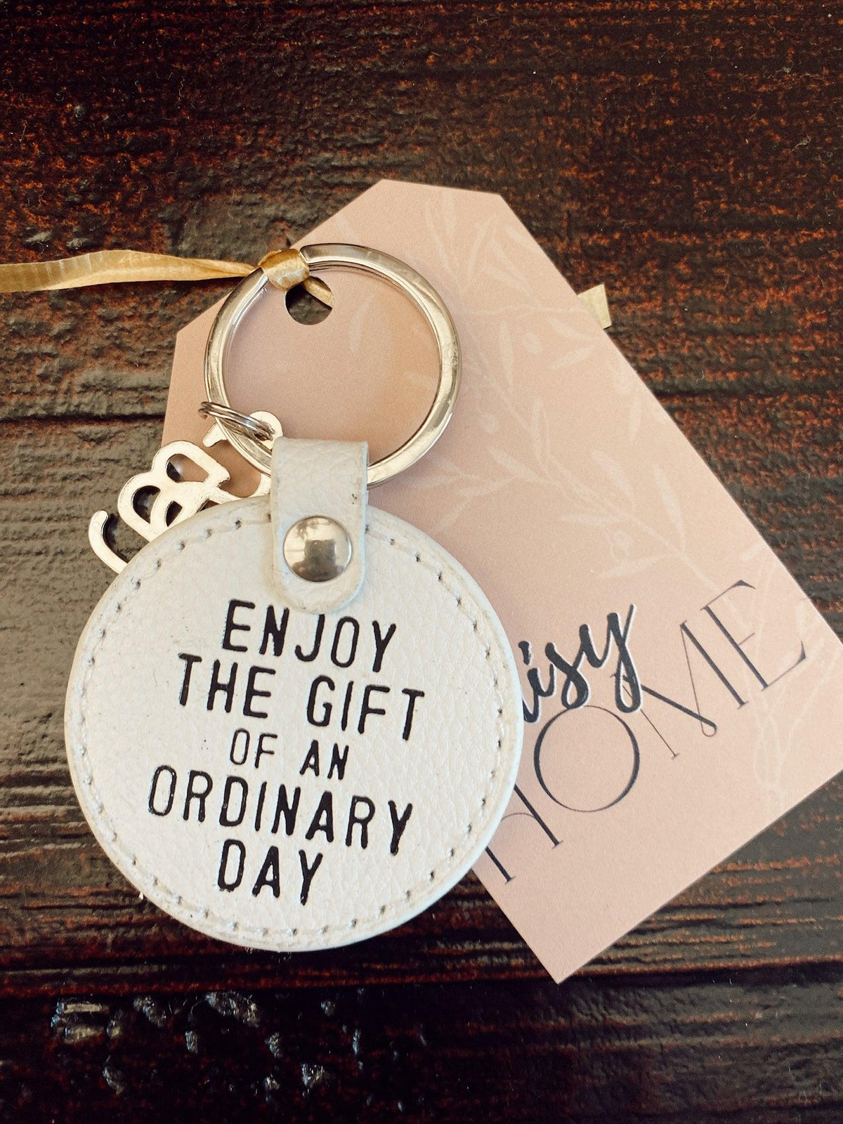 Everyday Theme Round Leather Keychains