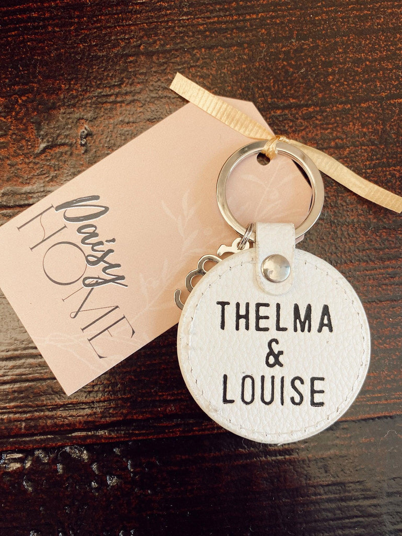 Everyday Theme Round Leather Keychains