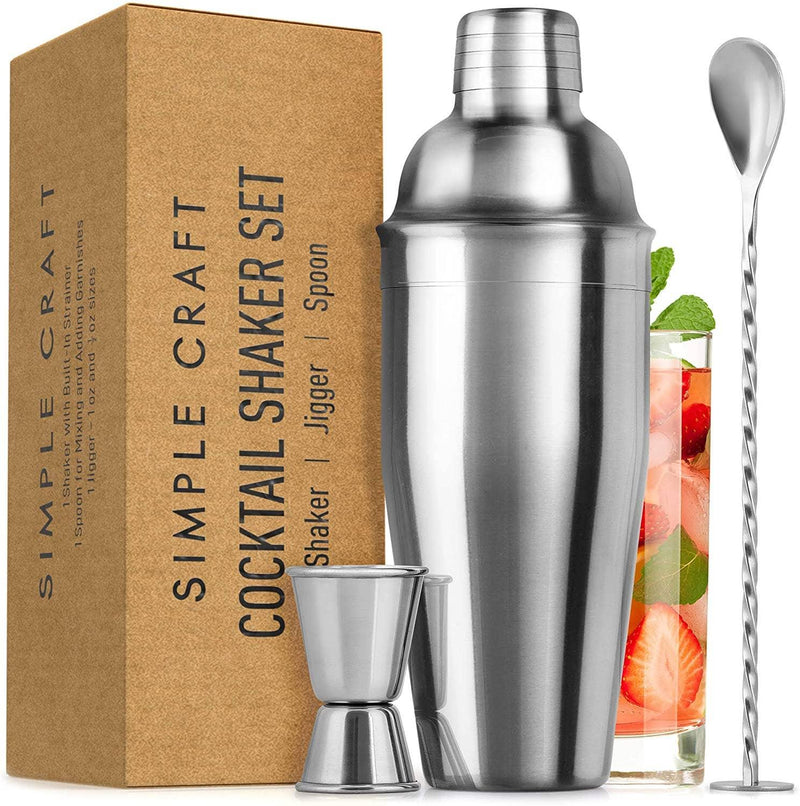 Stainless Steel 24 oz Cocktail Shaker with Strainer