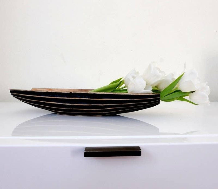 Black Textured Long Serving Dish