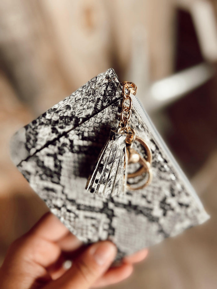 Snakeskin Croc Inspired Card Holder Keychain